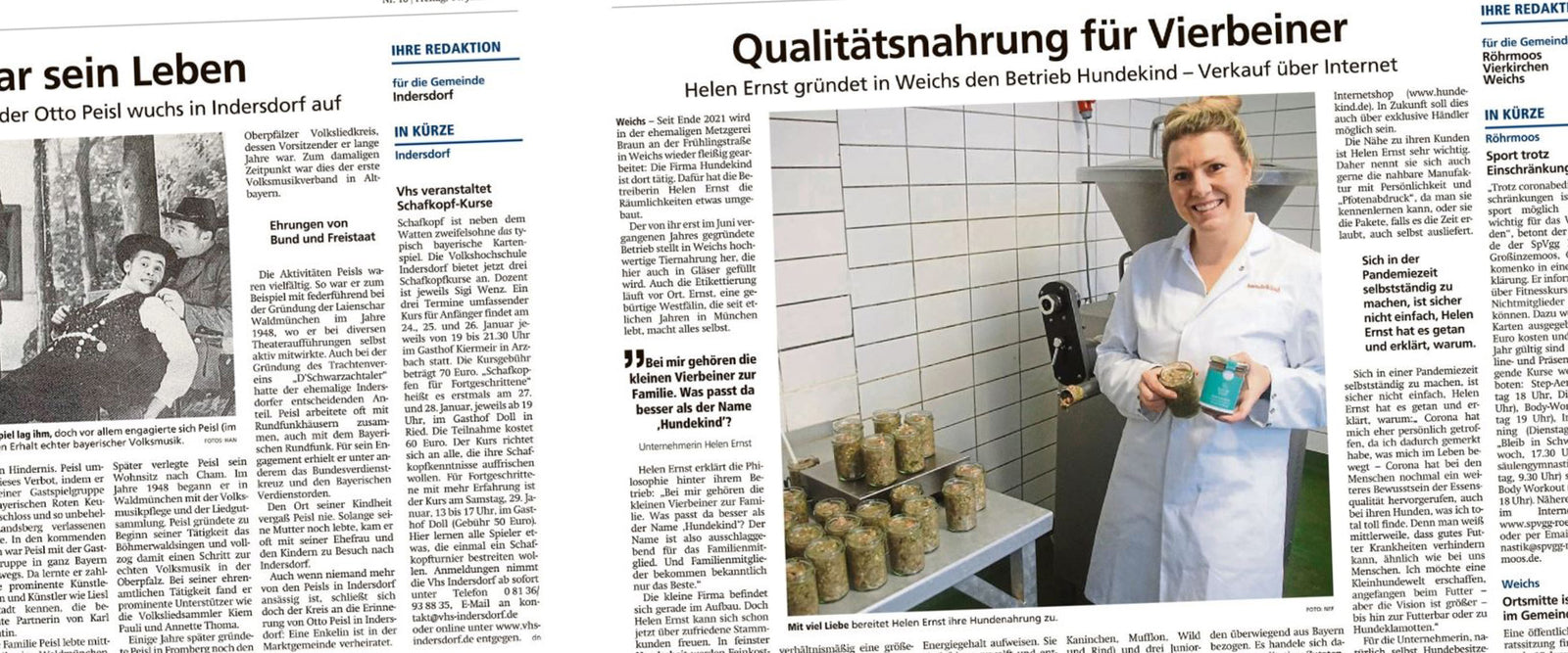 hundekind in der Zeitung